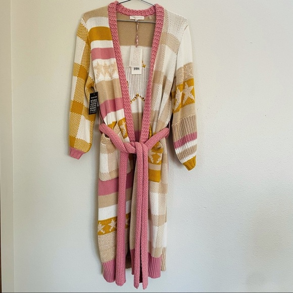 NEW Love Shack Fancy belted Grayson cardigan Duster Desert Sunset XS/S - Picture 9 of 16